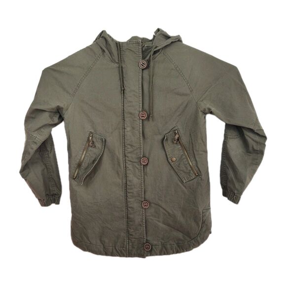 Love Tree women's hooded jacket, Size S, olive green, buttons & zip VGC - Picture 1 of 8